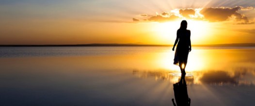 Walking on water at sunset